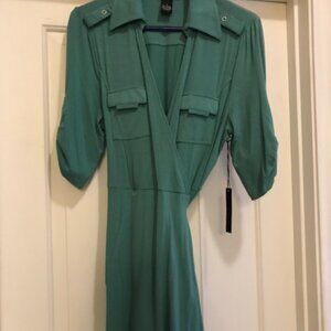 BCBGMaxazria Green Wrap Around Dress New with Tags Size Large